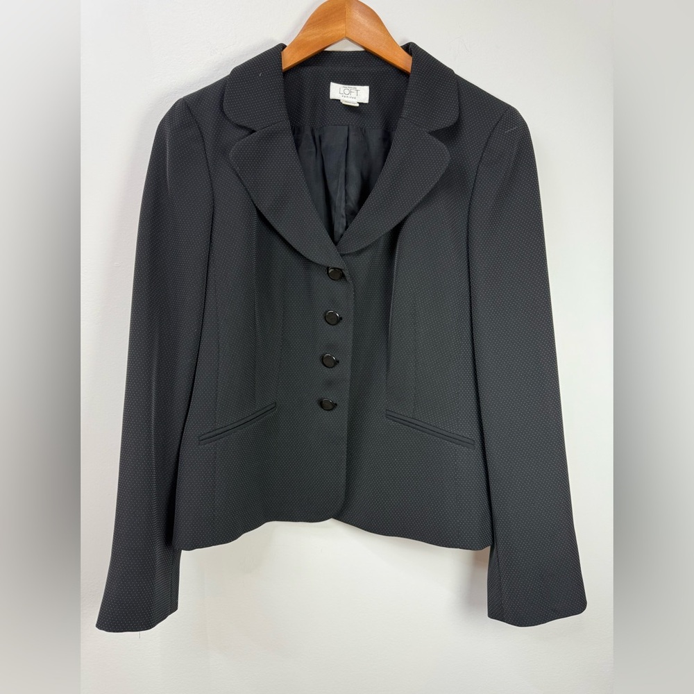 LOFT  Black Polka Dot Women's Blazer size 10P - Picture 3 of 9